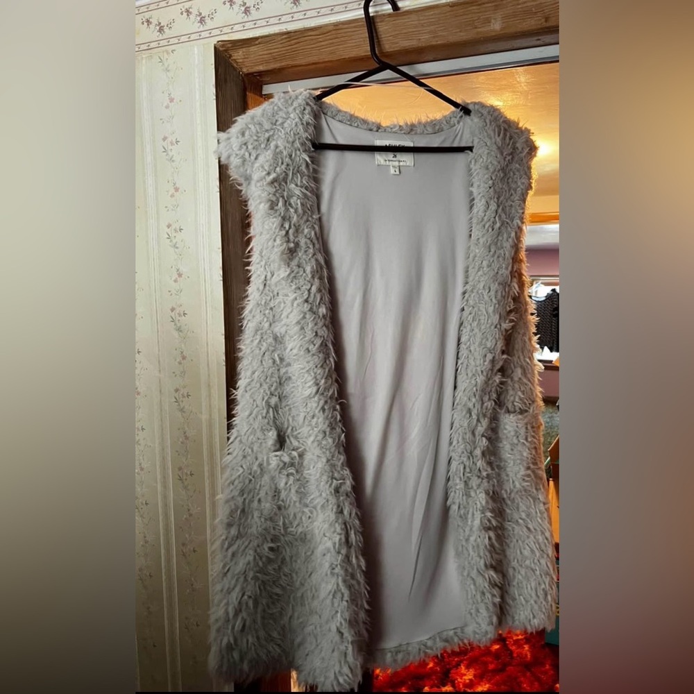 Gray Faux Fur Vest